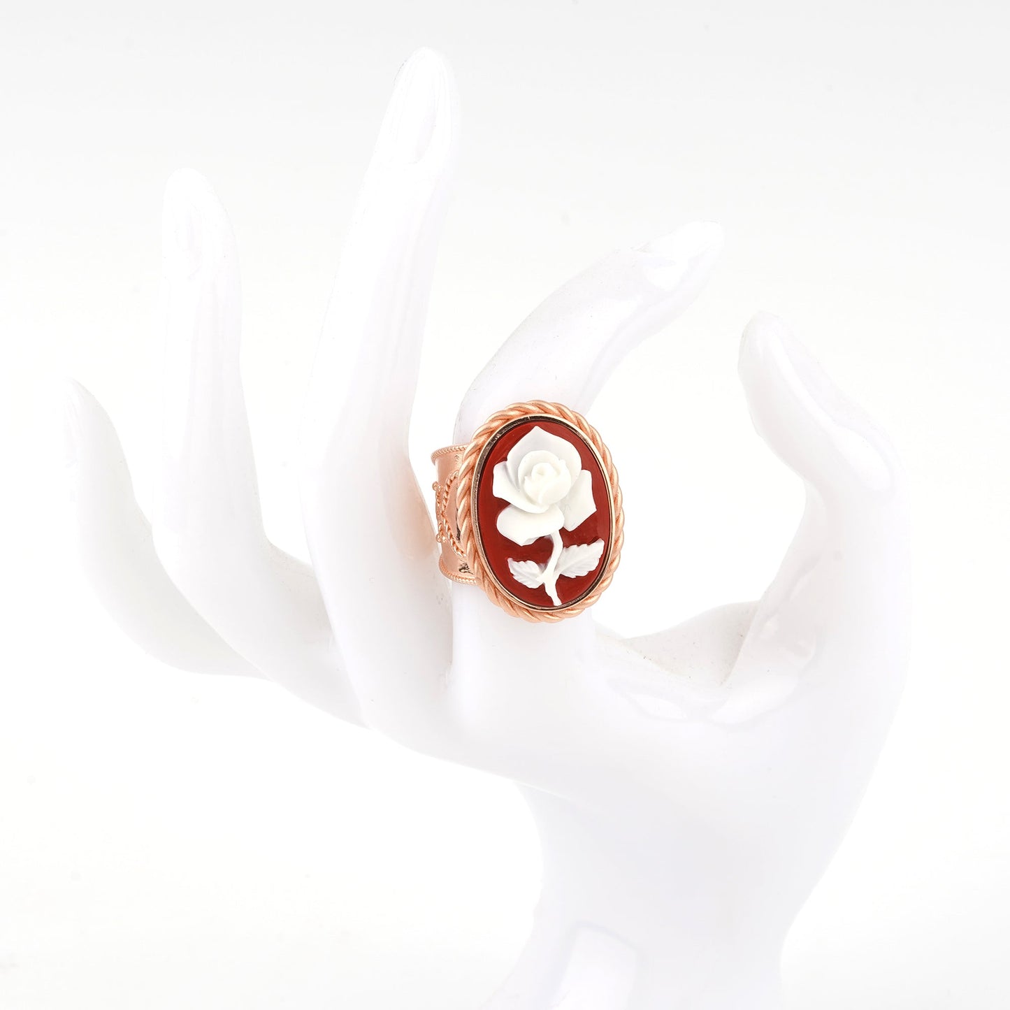 Anello-Cameo-Italiano-Raffaello-Cammeo-Rosa-Rame