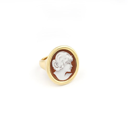 Anello-Cameo-Italiano-Romantica-Il-Piccolo-Museo-del-Cammeo-Profilo-Donna