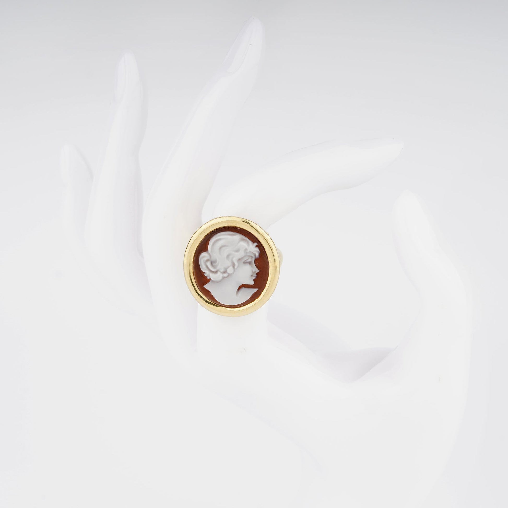 Anello-Cameo-Italiano-Romantica-Il-Piccolo-Museo-del-Cammeo-Profilo-Donna