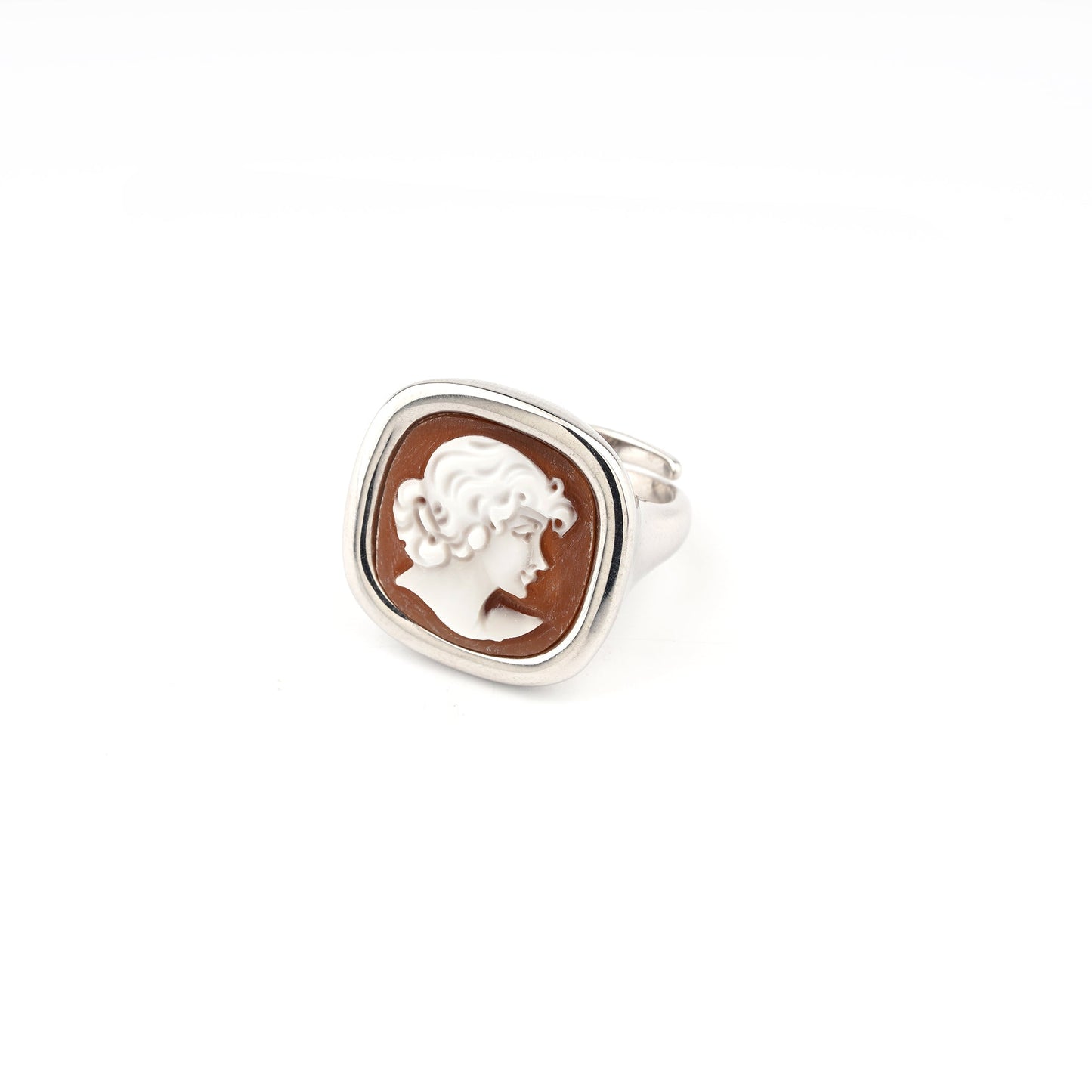 Anello-Classica-Cammeo-Profilo-Donna-Rodio-Bianco