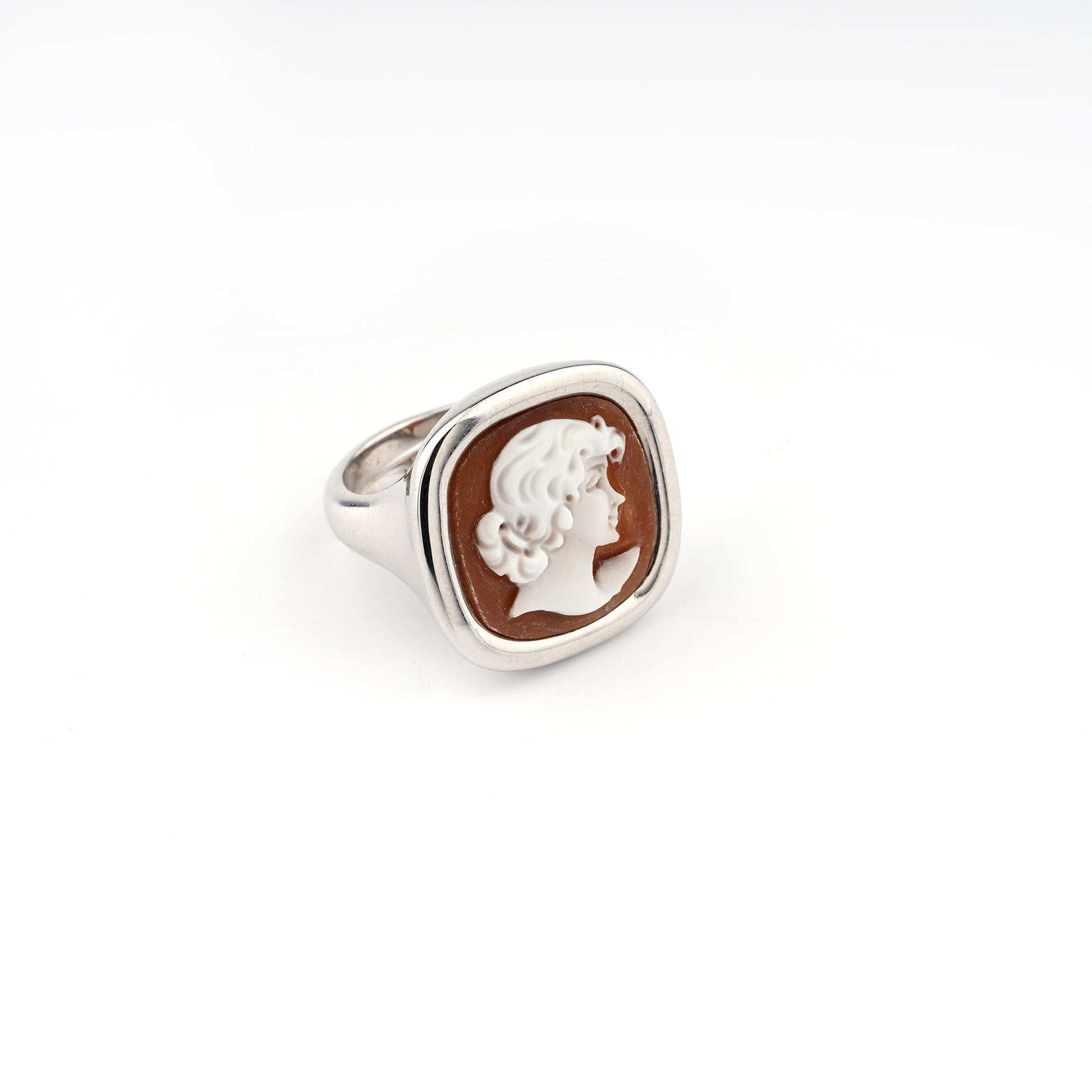 Anello-Classica-Cammeo-Profilo-Donna-Rodio-Bianco