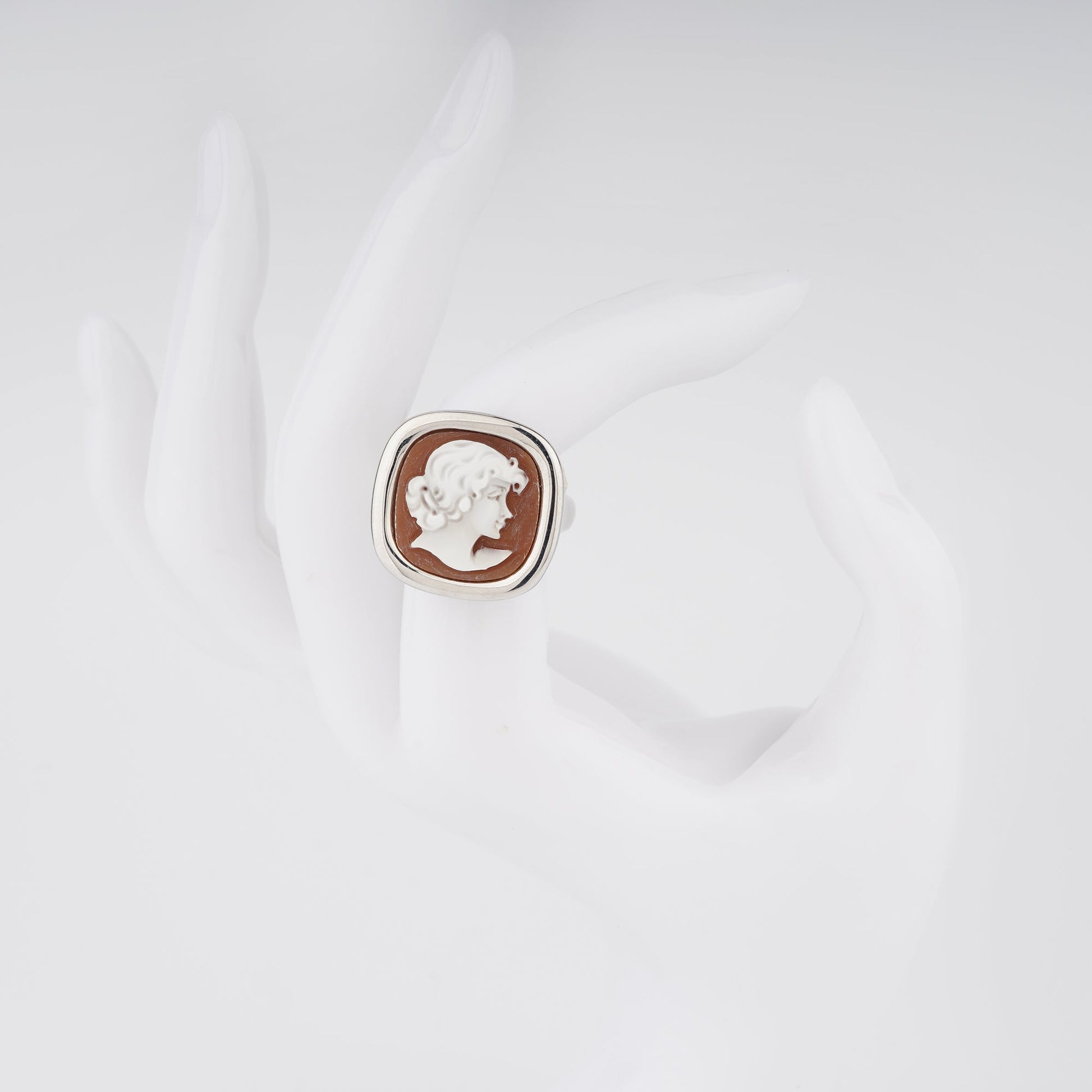 Anello-Classica-Cammeo-Profilo-Donna-Rodio-Bianco