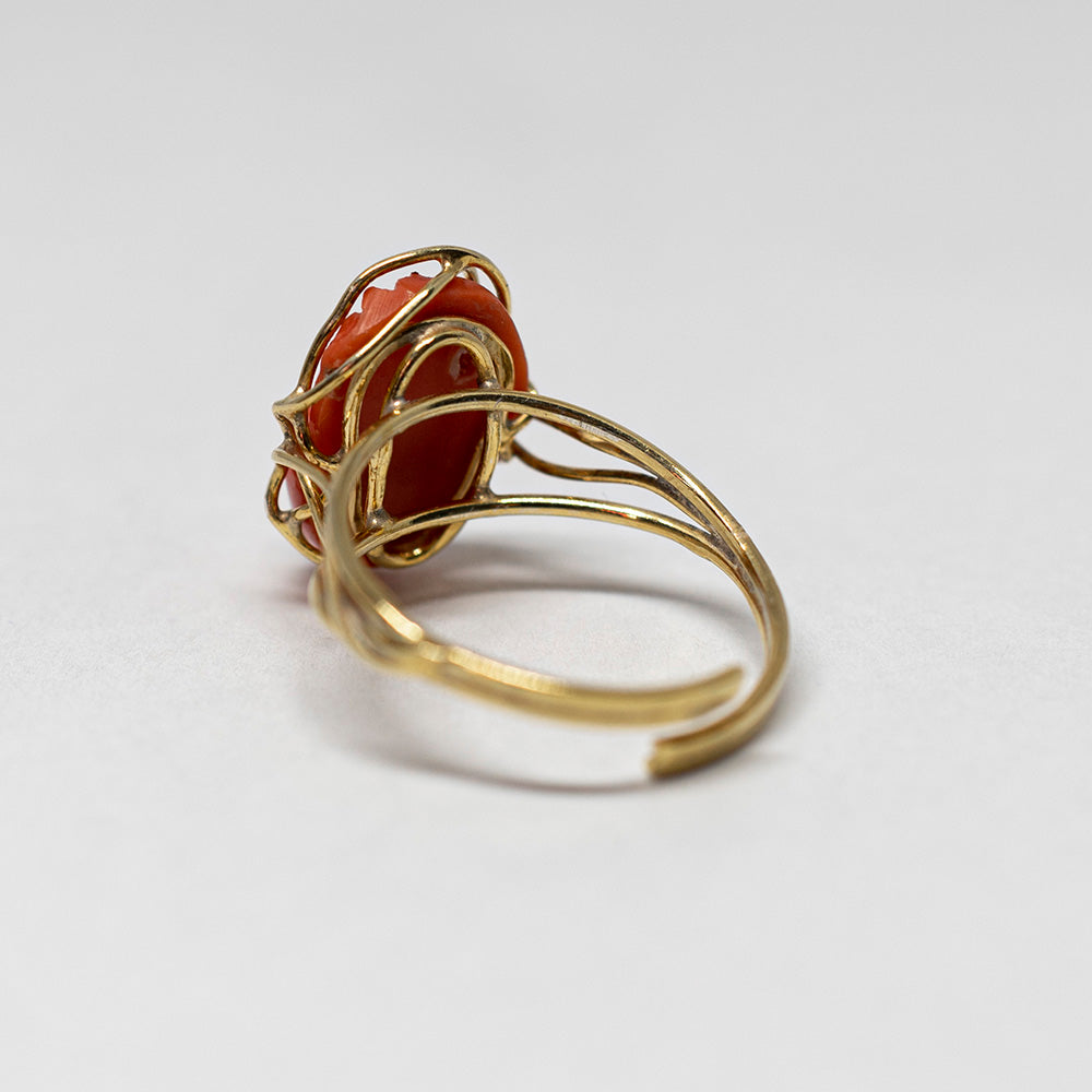 Coral Cameo Face Prospect Ring