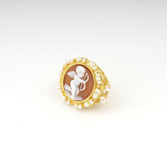 Anello-cammeo-Putto-con-arco-oro-1