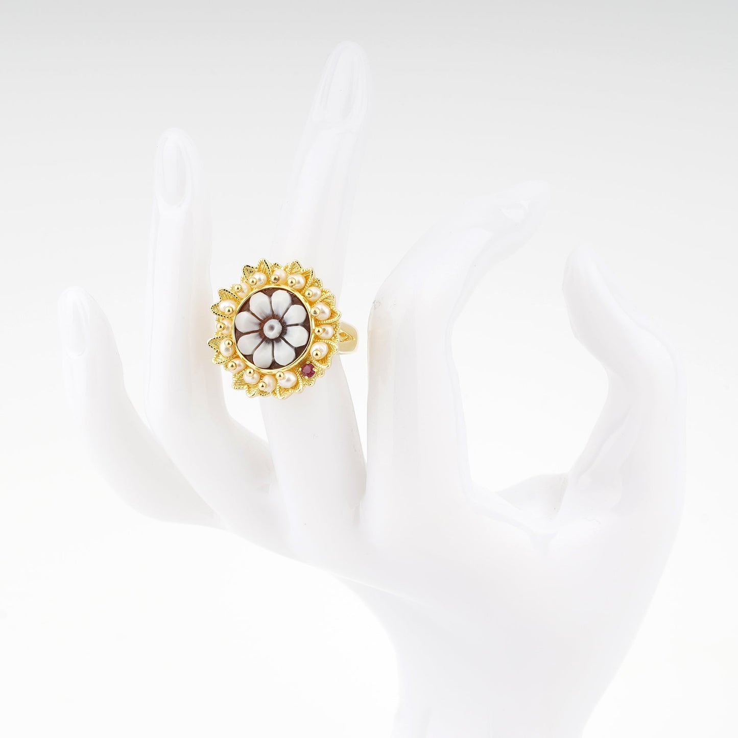 Anello Cammeo Fiore-Oro