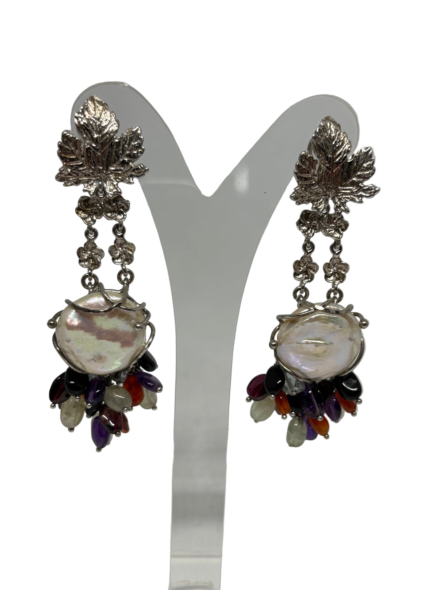 Orecchini con Perle e Pietre Colorate