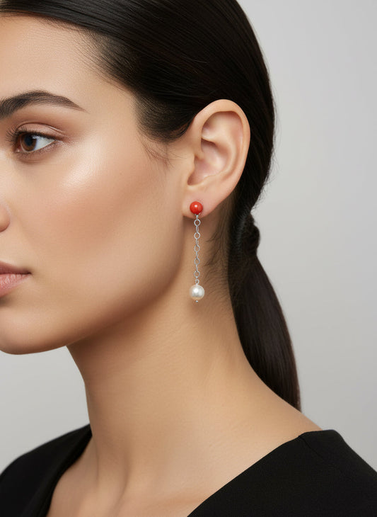 Orecchini in Corallo e Perle