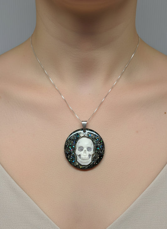 Pendente in Cammeo "Teschio Glitterato"