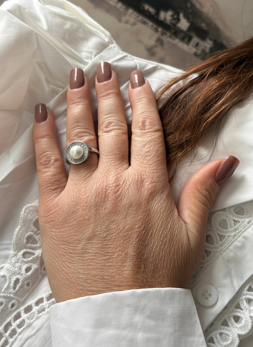 Anello con Perla e Zirconi