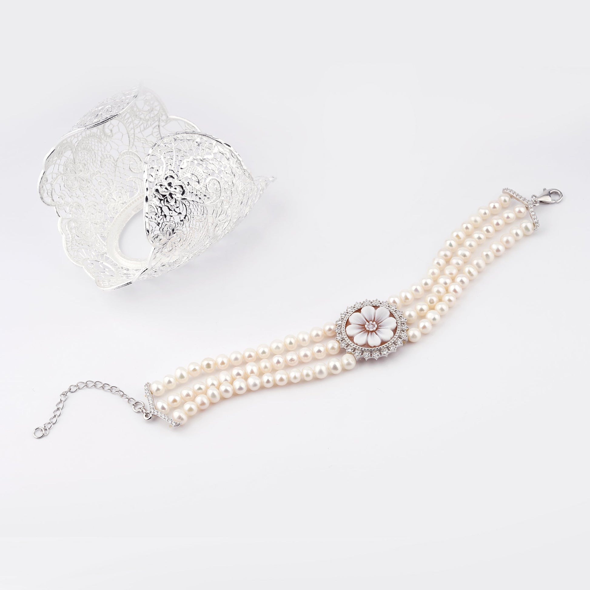 Bracciale-Ballet-Cammeo-Girasole-Rodio-Bianco