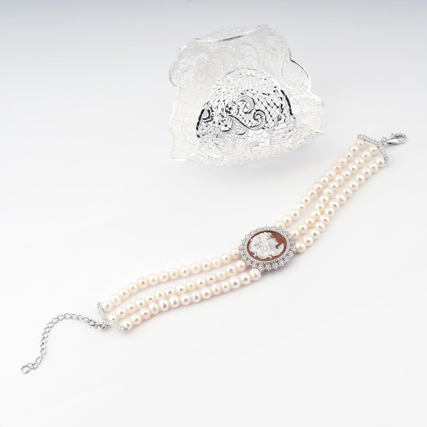 Bracciale-Ballet-Cammeo-Profilo-Donna-Rodio-Bianco