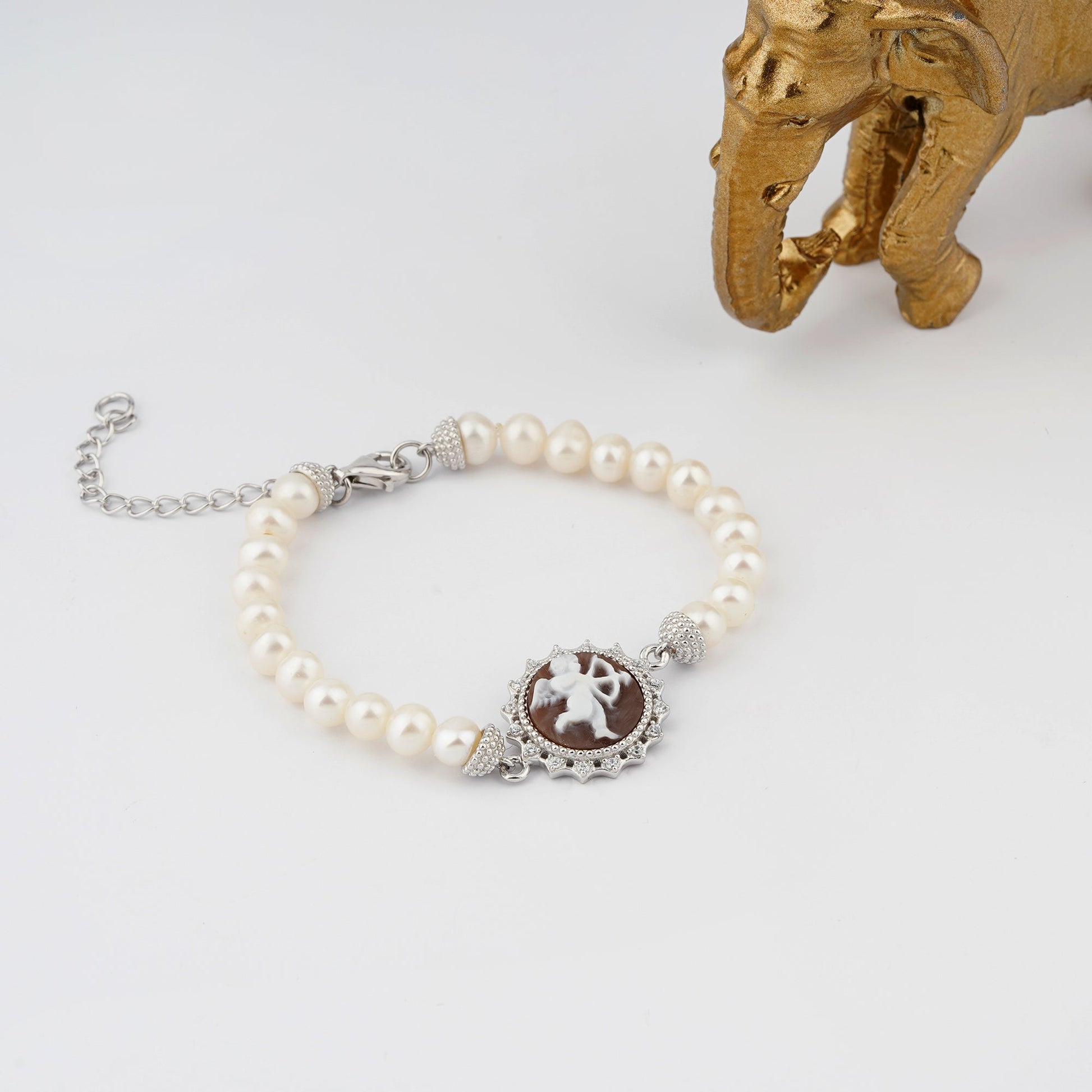 Bracciale-Ballet-Cammeo-Putto-con-Arco-Rodio-Bianco