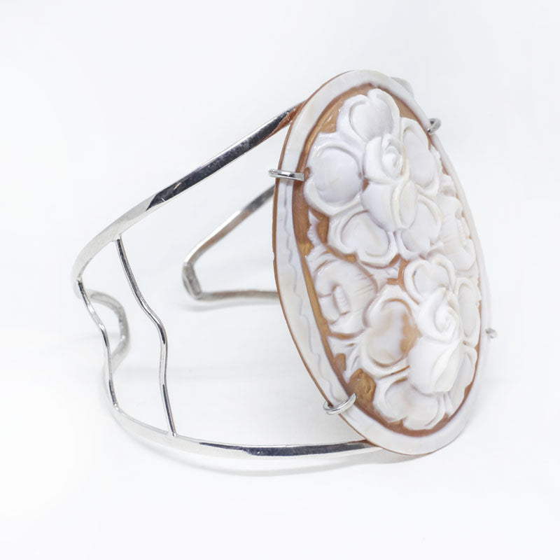 Bracciale-Rigido-Cammeo-Incisione-Fiori