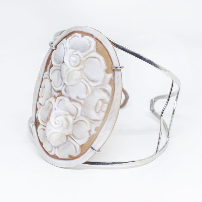 Bracciale-Rigido-Cammeo-Incisione-Fiori