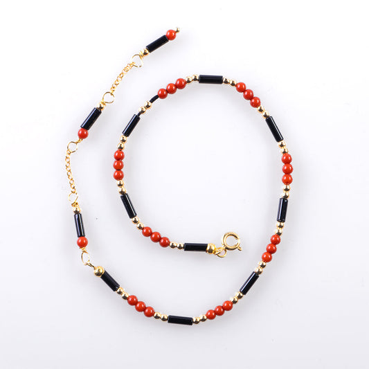 Bracciale-Cavigliera-Onice-e-Corallo