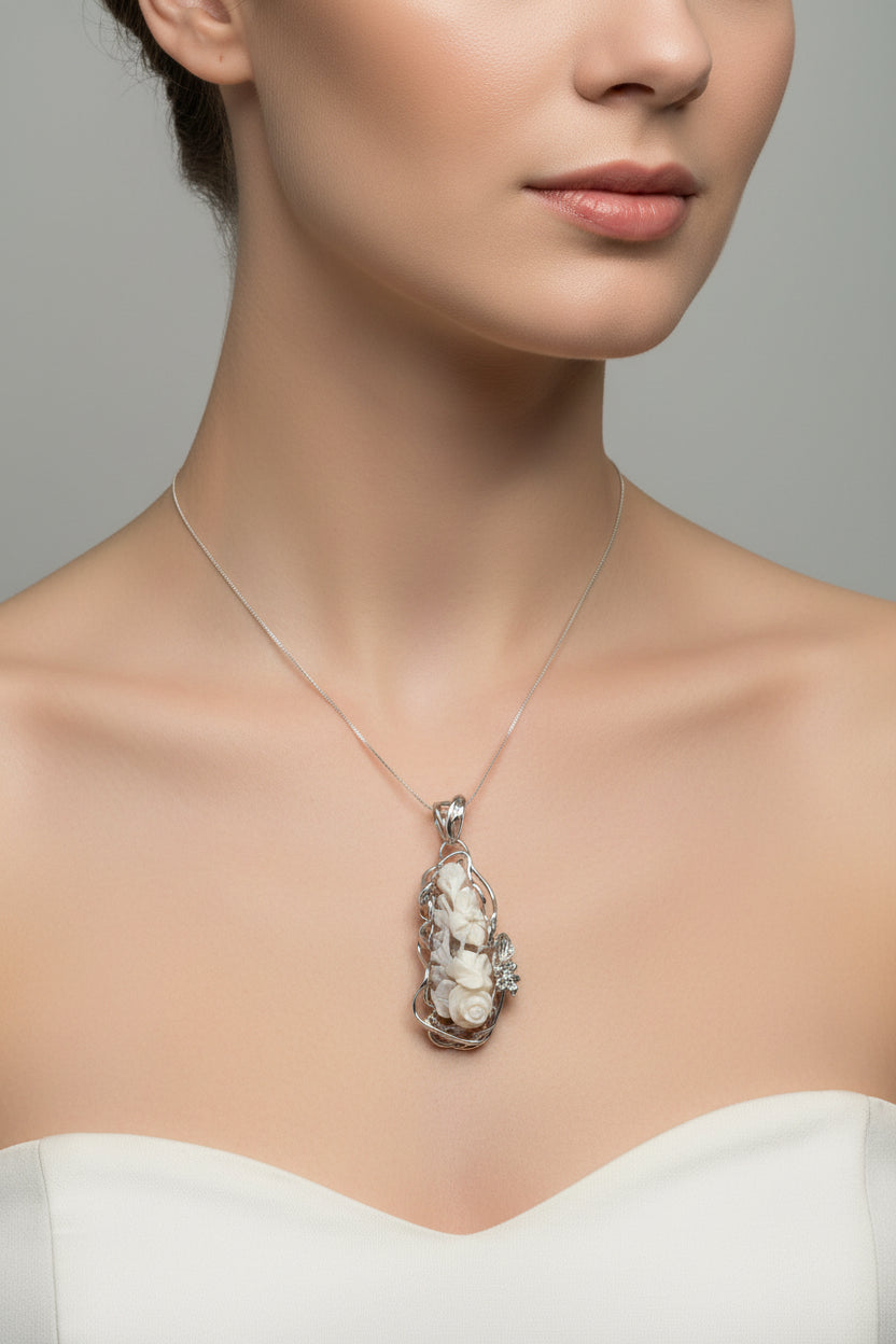 Pendente In Cammeo "Fiori"