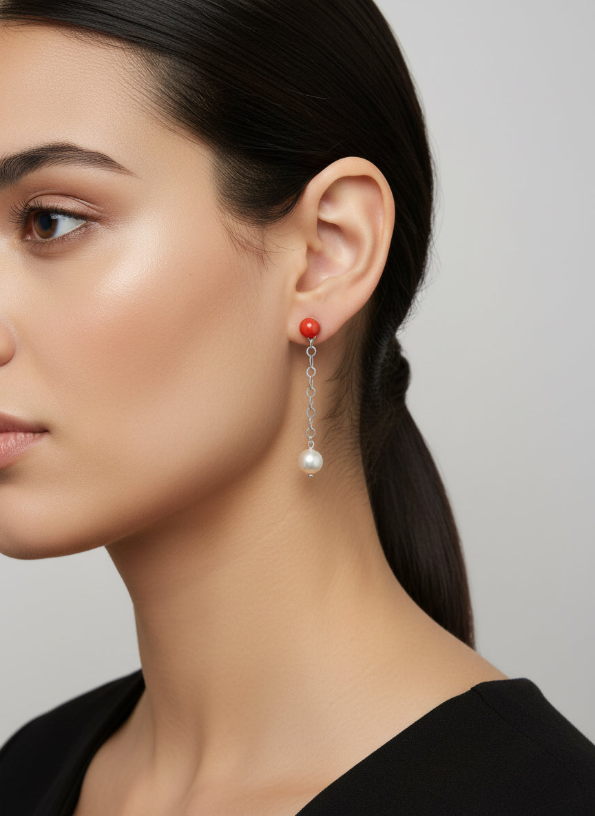 Orecchini in Corallo e Perle