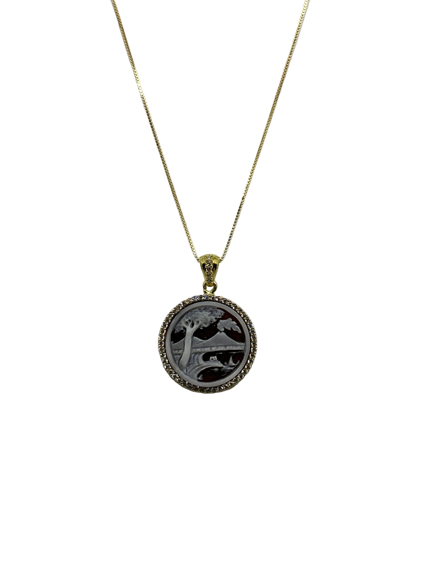 Collana in Cammeo incisione "Vesuvio"