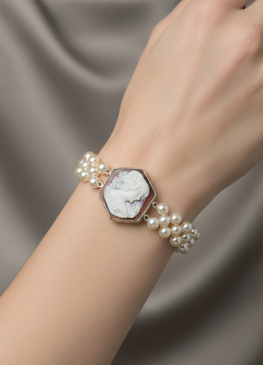 Bracciale in Cammeo Artistico incisione "Profilo di Donna"