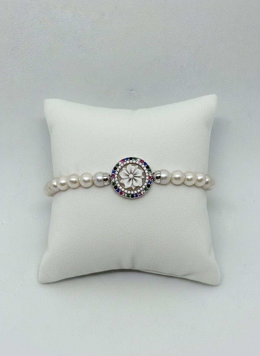 Bracciali in Perle e Cammeo incisione "Fiore