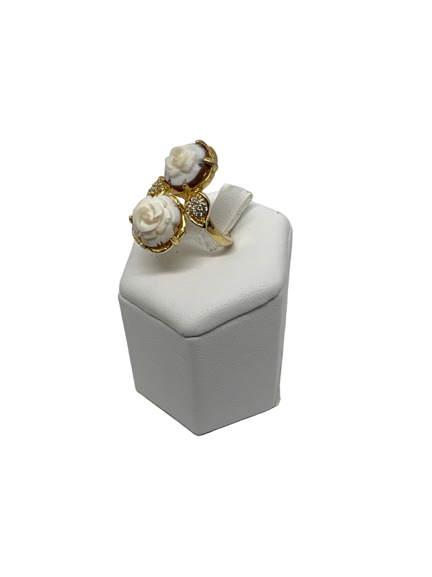Anello in Cammeo incisione "Doppio Fiore "