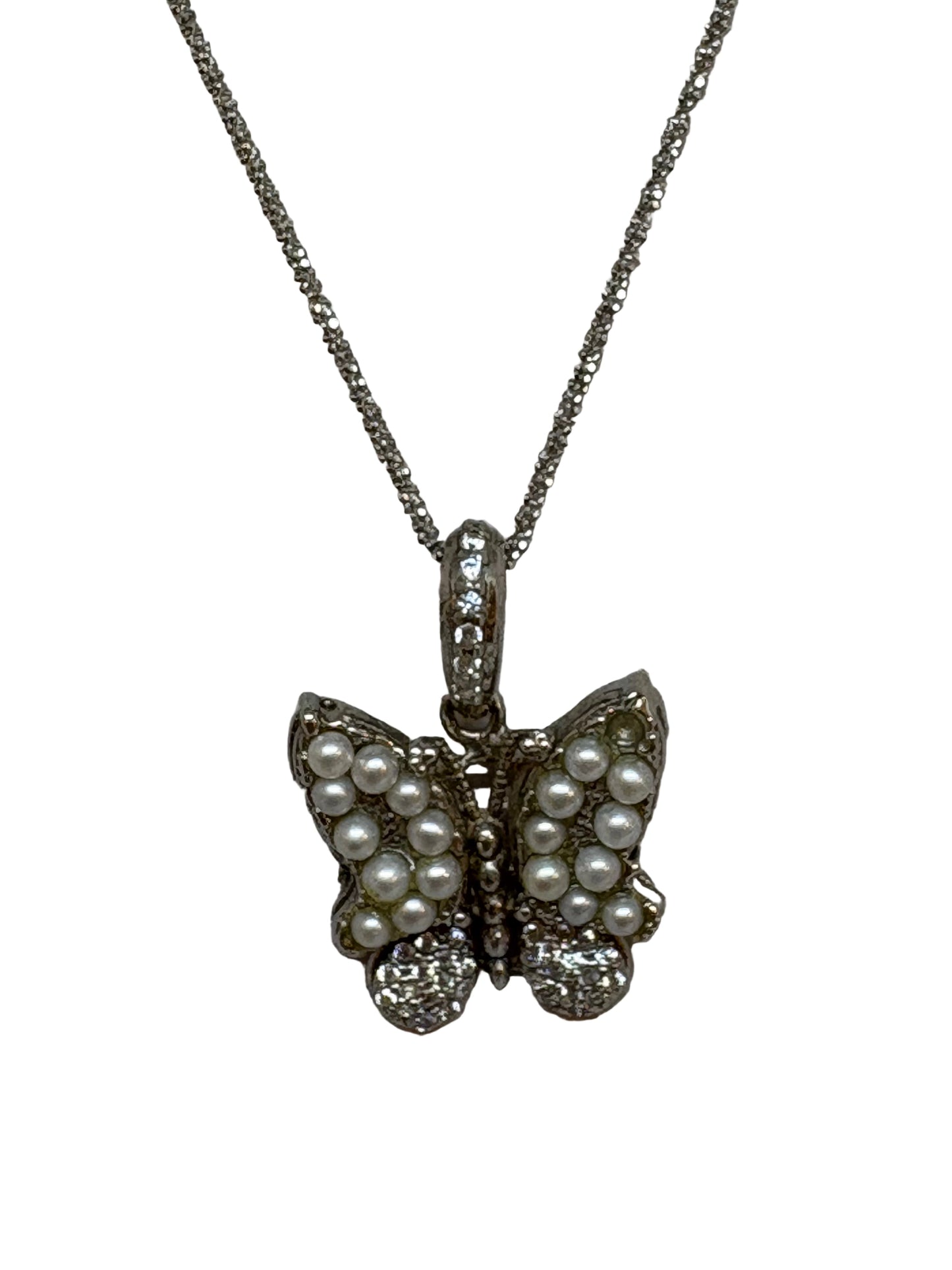 Pendente con Farfalla Argento e Perline