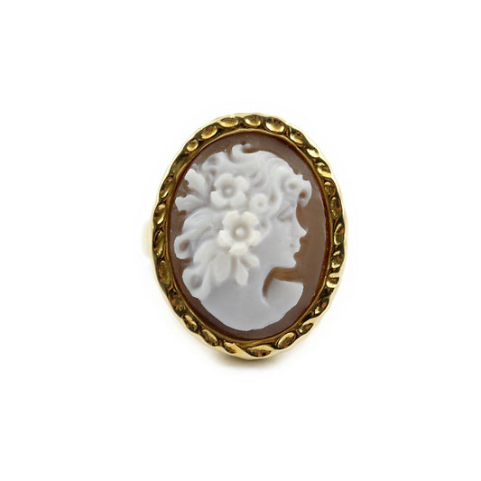 Anello-Cameo-Italiano-Cammeo-Old-Memory-Profilo-Donna