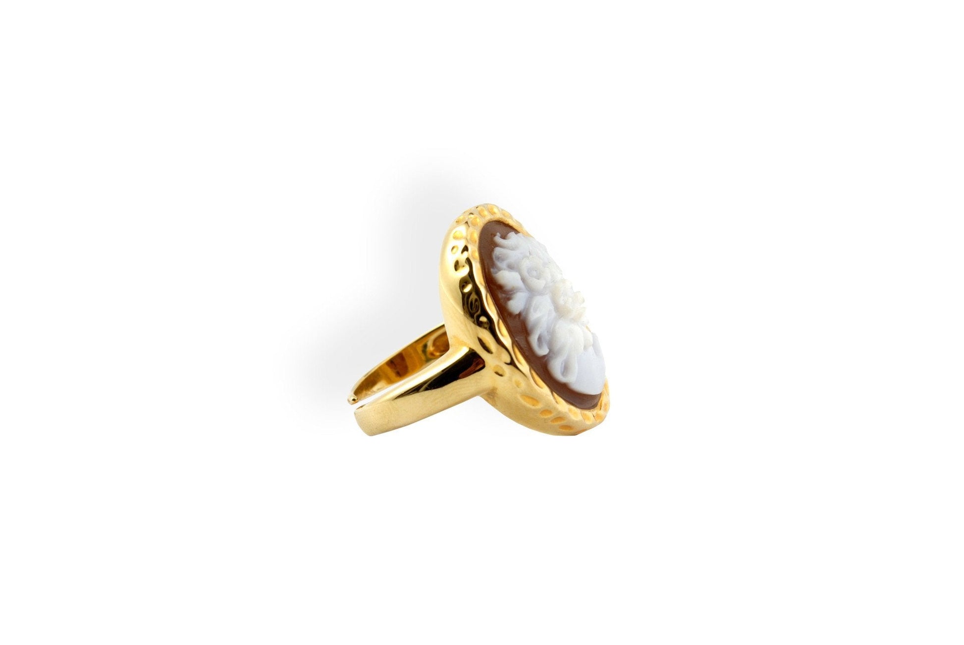 Anello-Cameo-Italiano-Cammeo-Old-Memory-Profilo-Donna