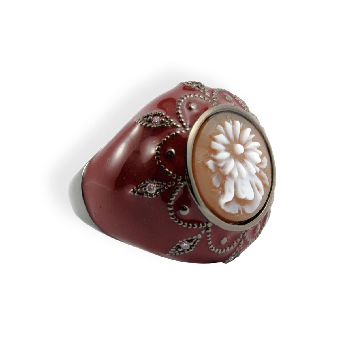 Anello Cameo Italiano Zante Cammeo Fiore in Rilievo