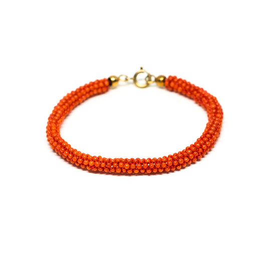 Bracciale in Tessito di Corallo Rosso