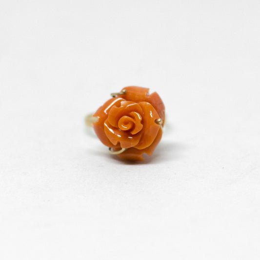 Anello Corallo Arancione Rosa Scolpita