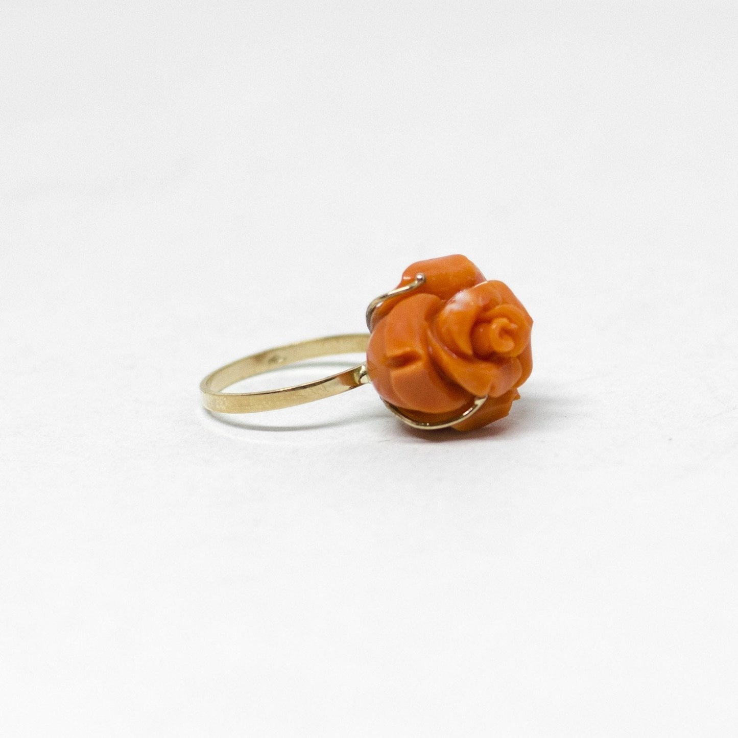 Anello Corallo Arancione Rosa Scolpita