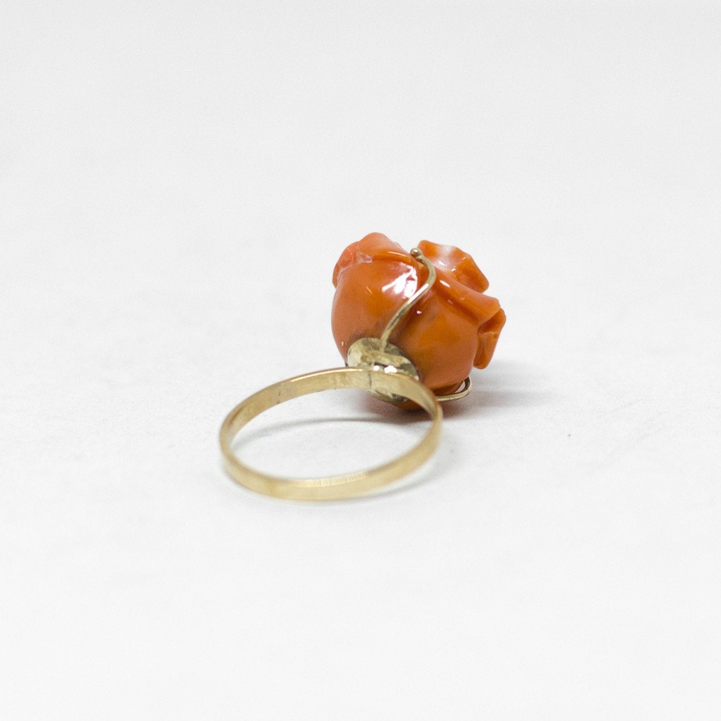 Anello Corallo Arancione Rosa Scolpita