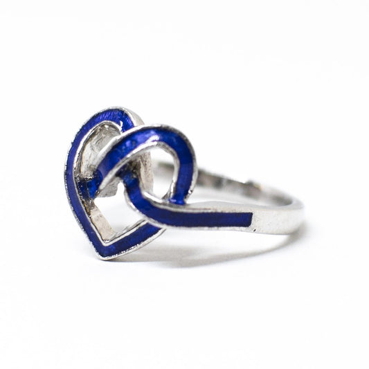 "Blue heart" ring entirely in enamelled silver