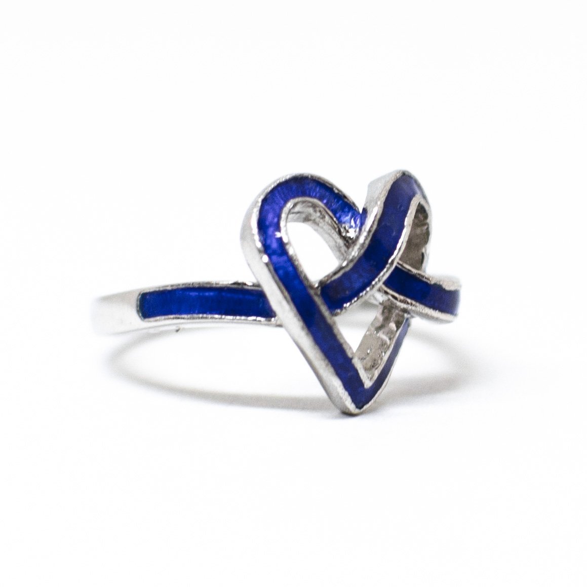 "Blue heart" ring entirely in enamelled silver