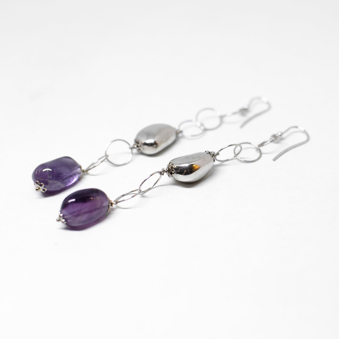 Quartz stone and silver earrings