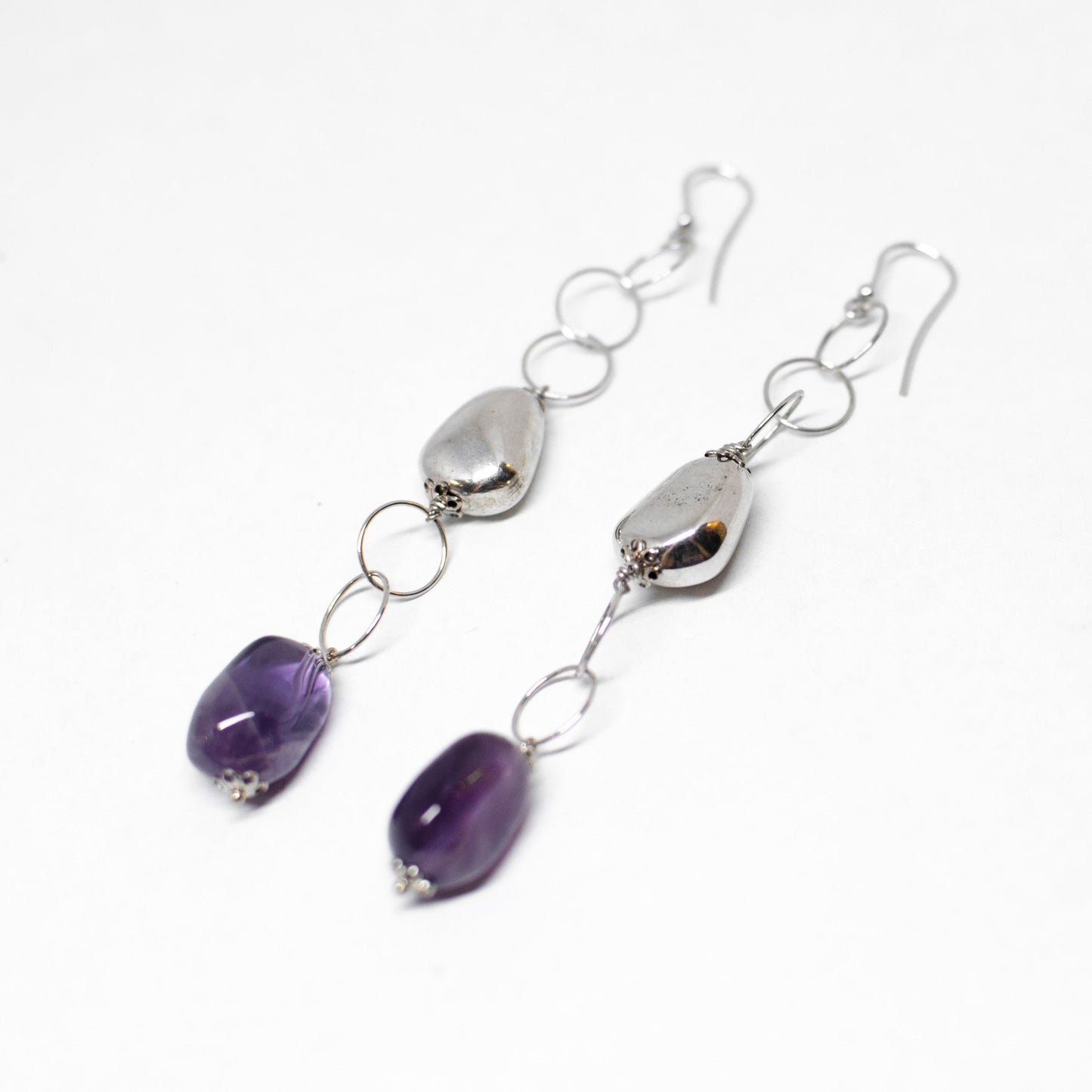 Quartz stone and silver earrings