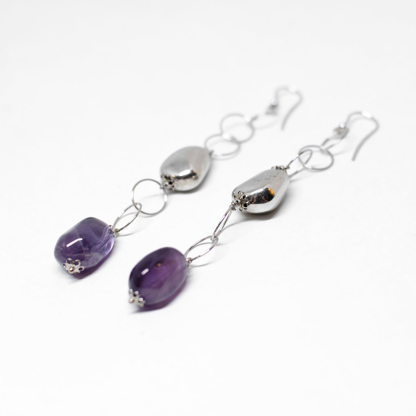 Quartz stone and silver earrings