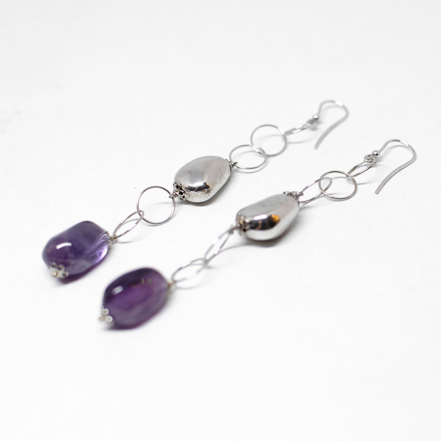 Quartz stone and silver earrings