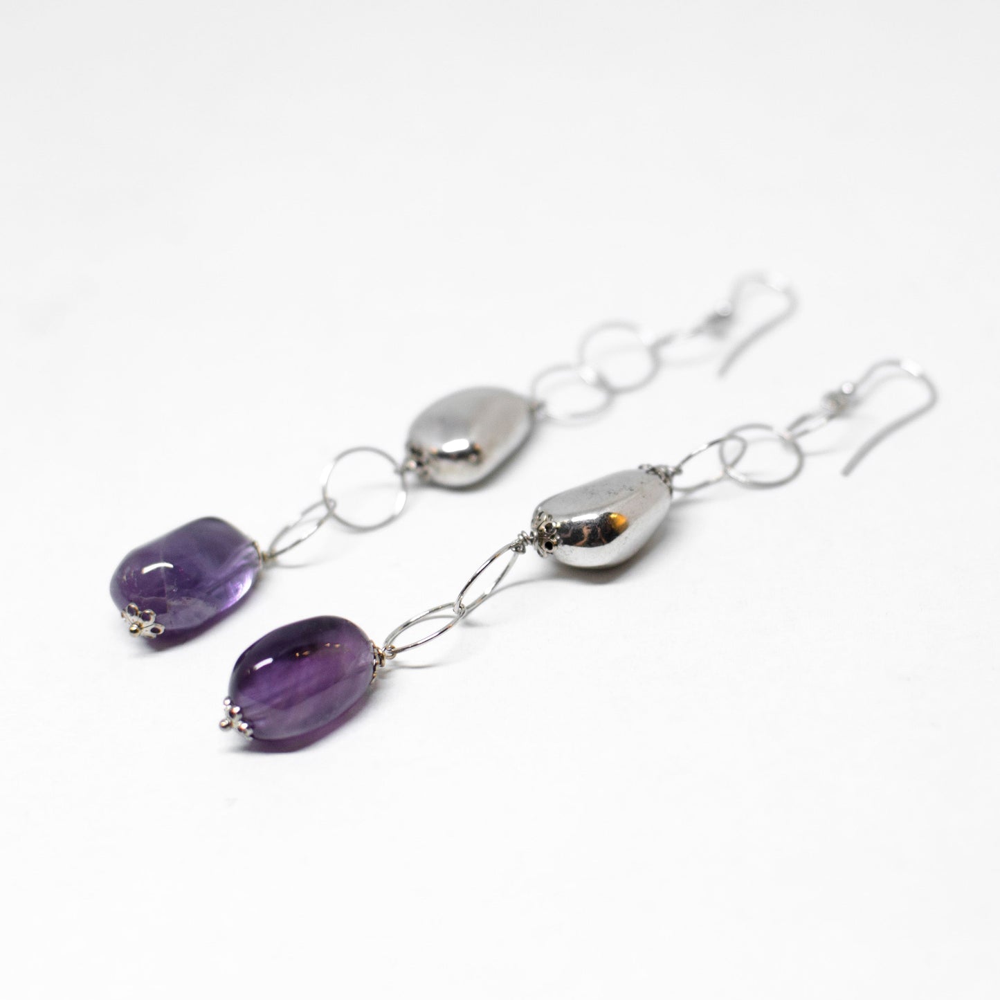 Quartz stone and silver earrings