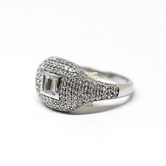 Silver and zirconia ring