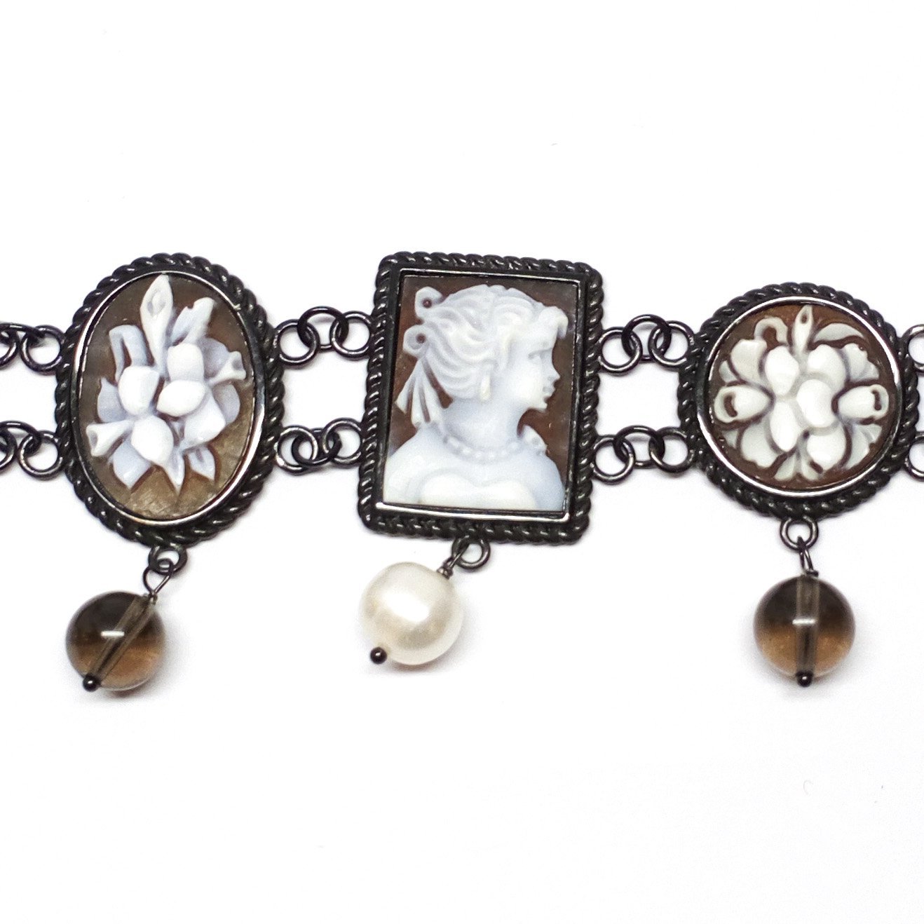 Bracciale Cameo Italiano Cammeo con Volto Donna e Fiori