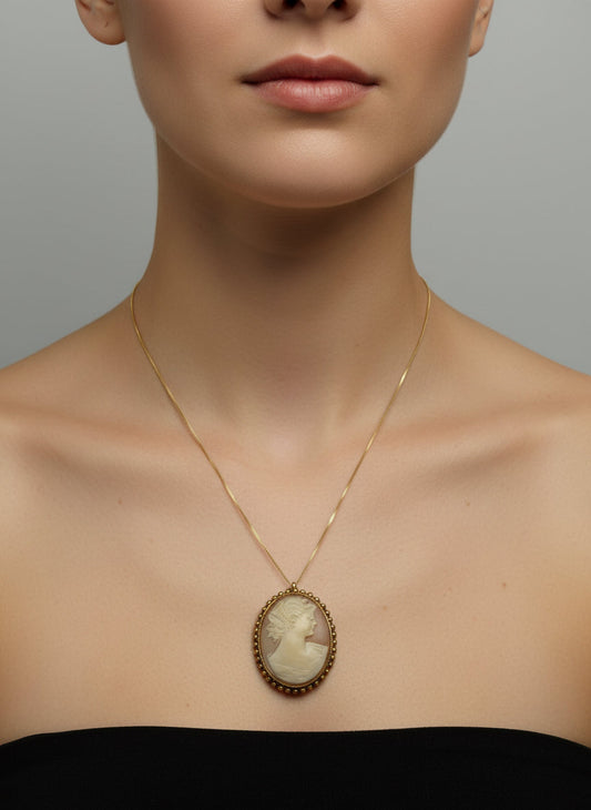 Spilla Pendente in Cammeo incisione "Profilo di Donna"