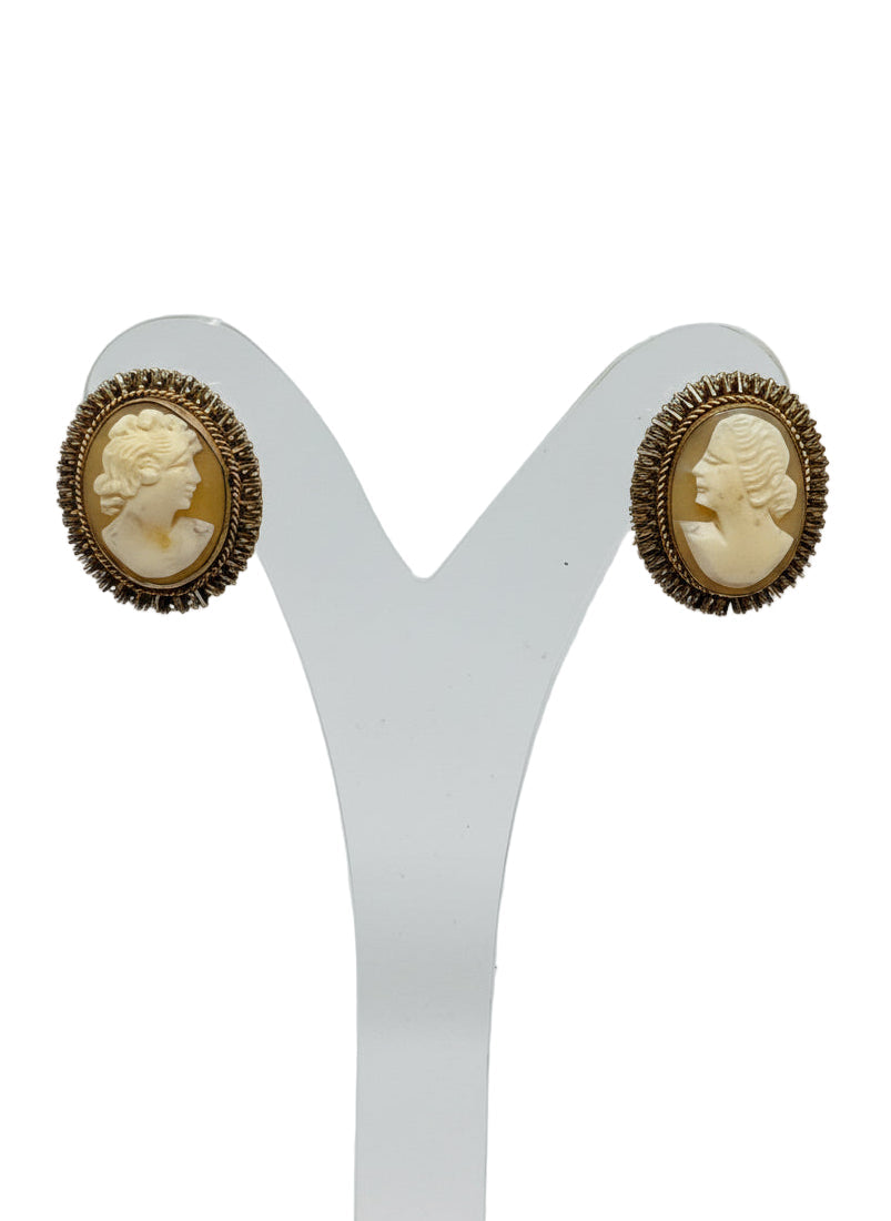 Orecchini in Cammeo Antico incisione "Profilo di Donna"