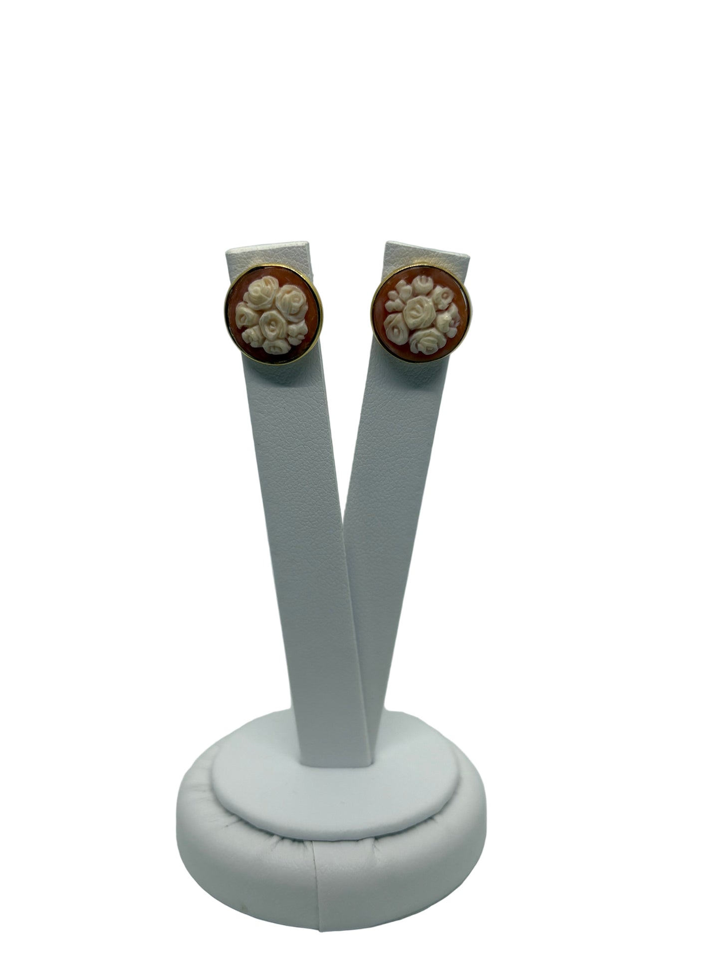 Orecchini in Cammeo Artistico incisione "Fiore"