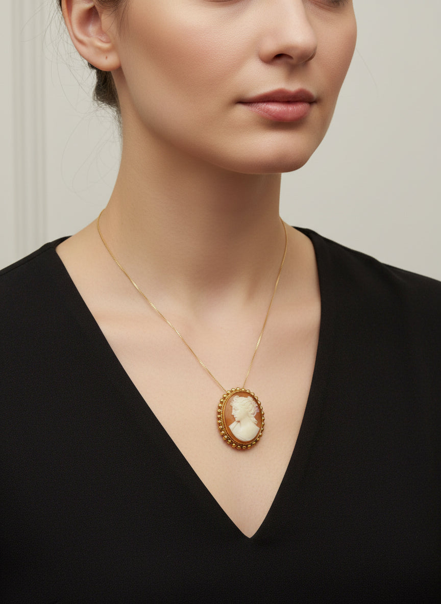 Spilla Pendente Cammeo incisione "Profilo di Donna"