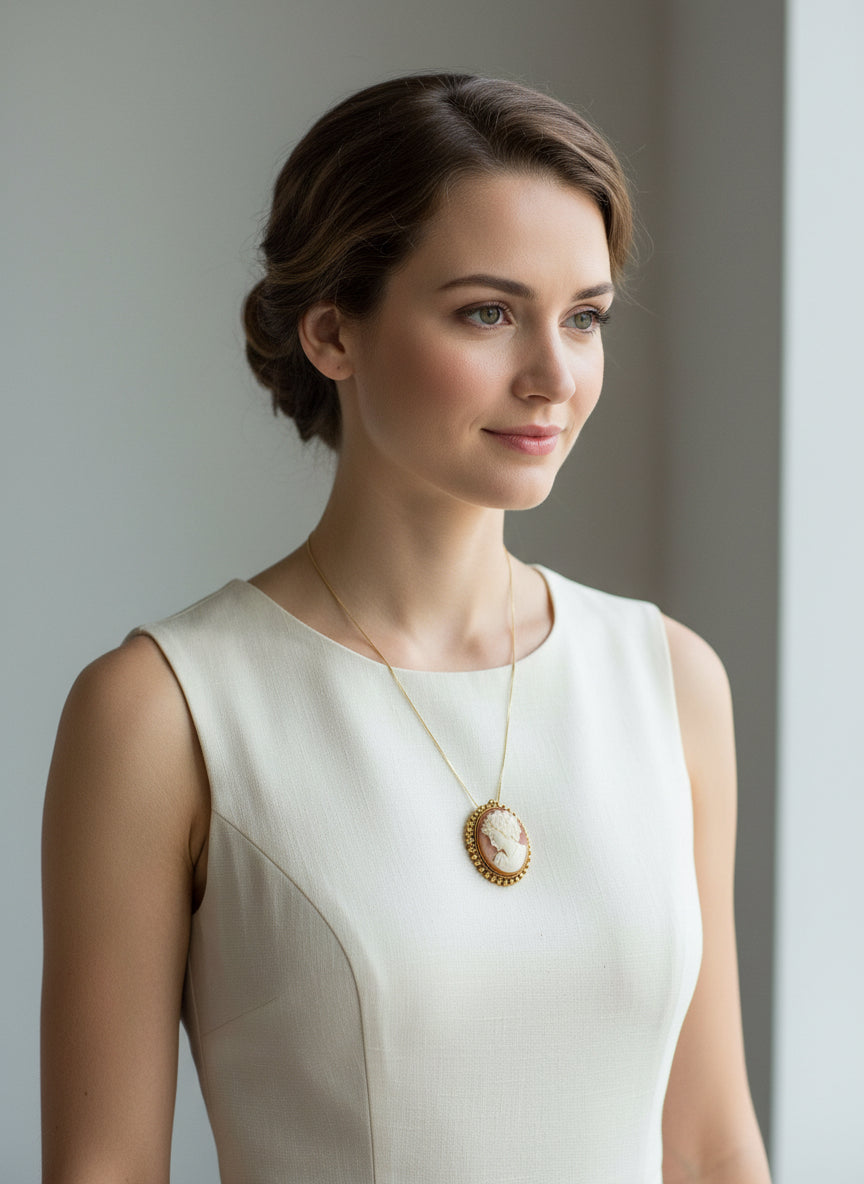 Pendente in Cammeo incisione "Profilo di Donna"