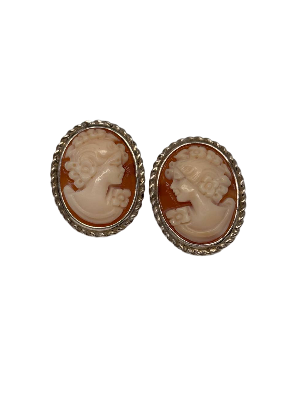 Orecchini in Cammeo incisione Profilo di Donna