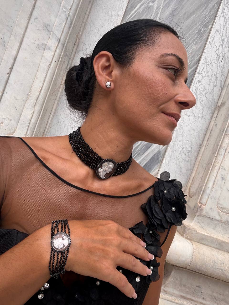 Collana in Cammeo "Cameo Italiano"  Profilo di Donna