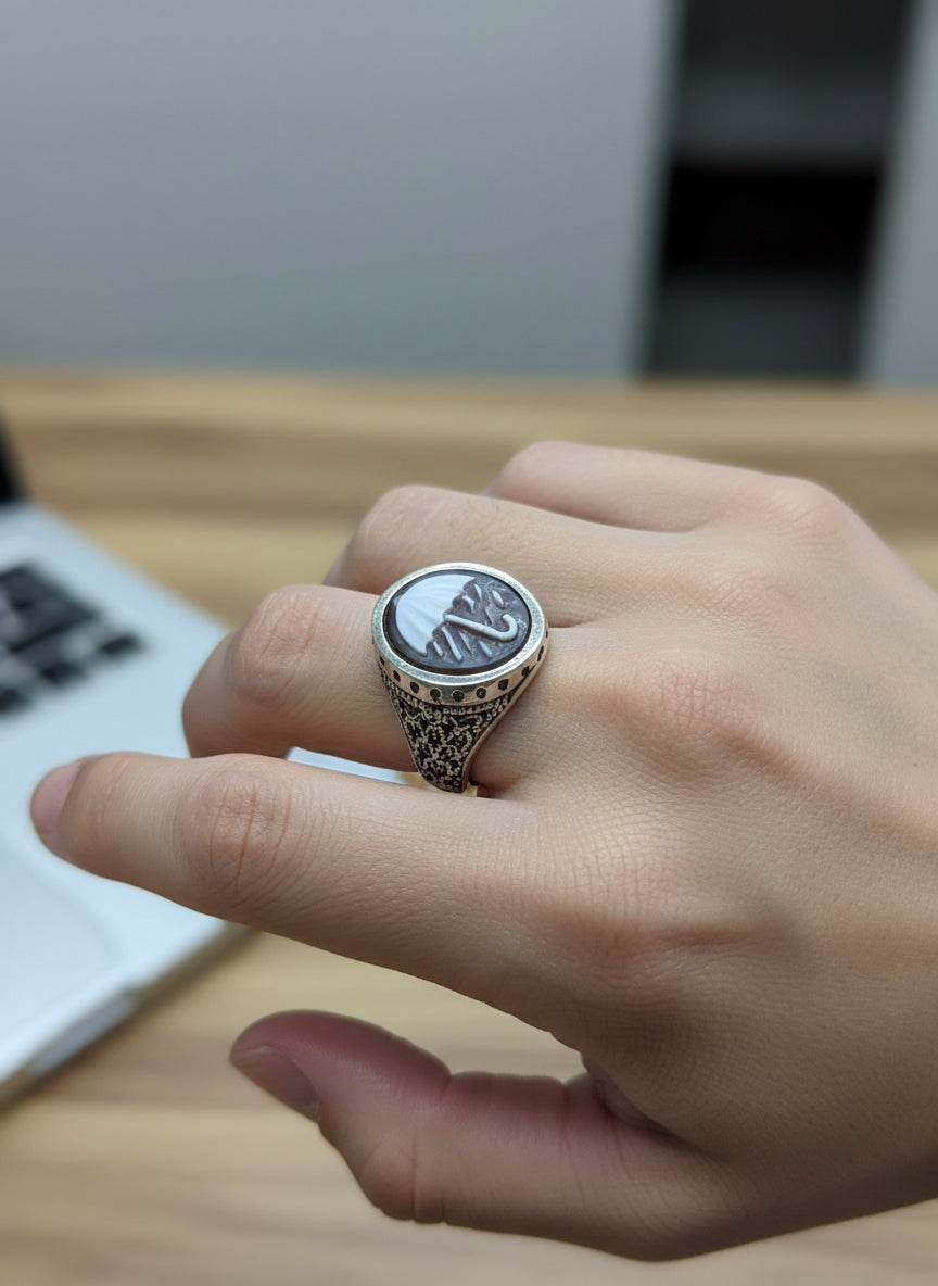 Anello in Cammeo Incisione " Pioggia"